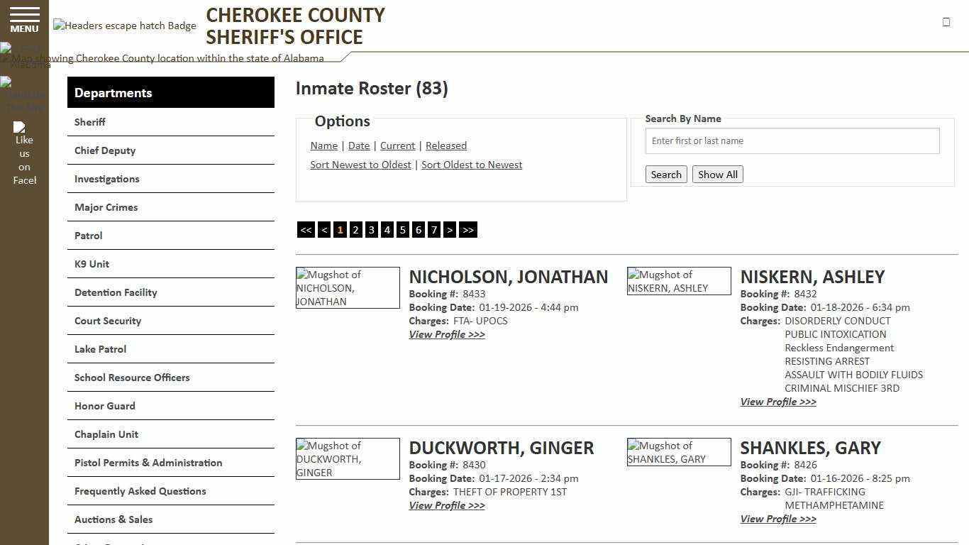 Inmate Roster - Current Inmates Booking Date Descending - Cherokee County Sheriff AL