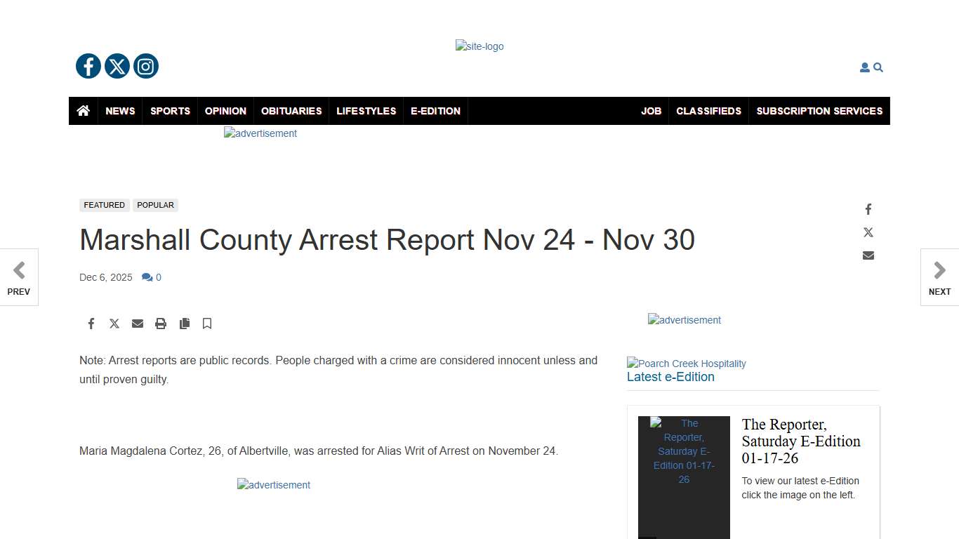 Marshall County Arrest Report Nov 24 - Nov 30 | News | sandmountainreporter.com